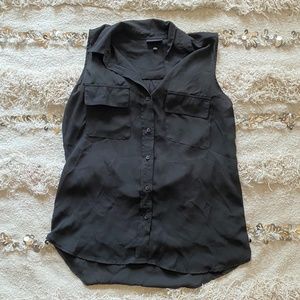 Who What Wear Black Button-Down Tank
